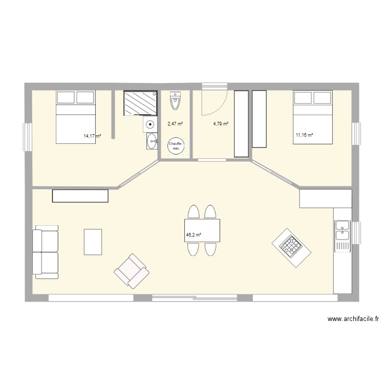 maison12. Plan de 5 pièces et 79 m2