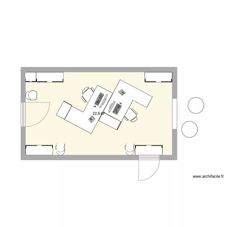 bureau1. Plan de 1  et 23 m²