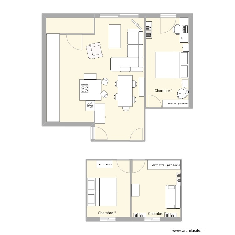 Aix2. Plan de 5 pièces et 83 m2