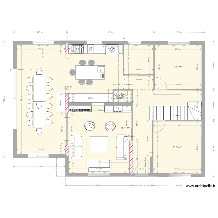 détail pièces de vie essai4. Plan de 0 pièce et 0 m2
