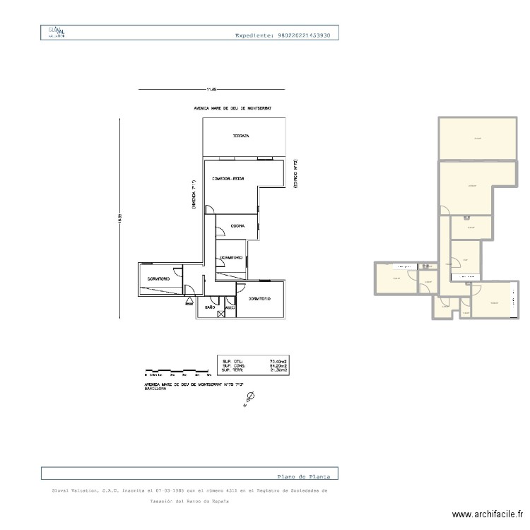 original. Plan de 14 pièces et 95 m2