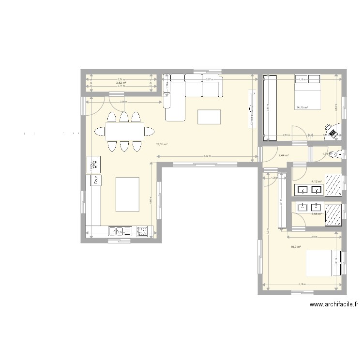 plan de base maison. Plan de 8 pièces et 99 m2