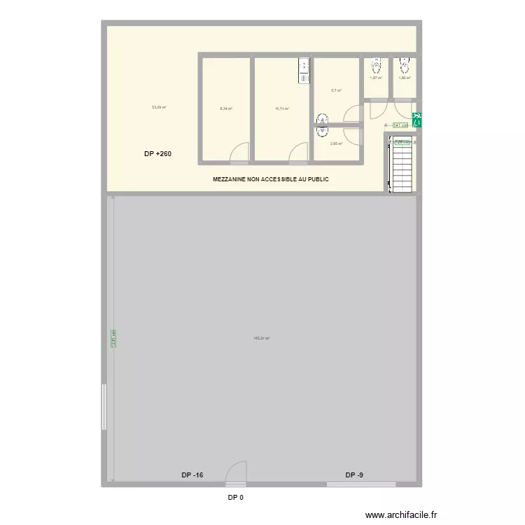 YODA FIGHT SCHOOL plan avant travaux mezzanine. Plan de 