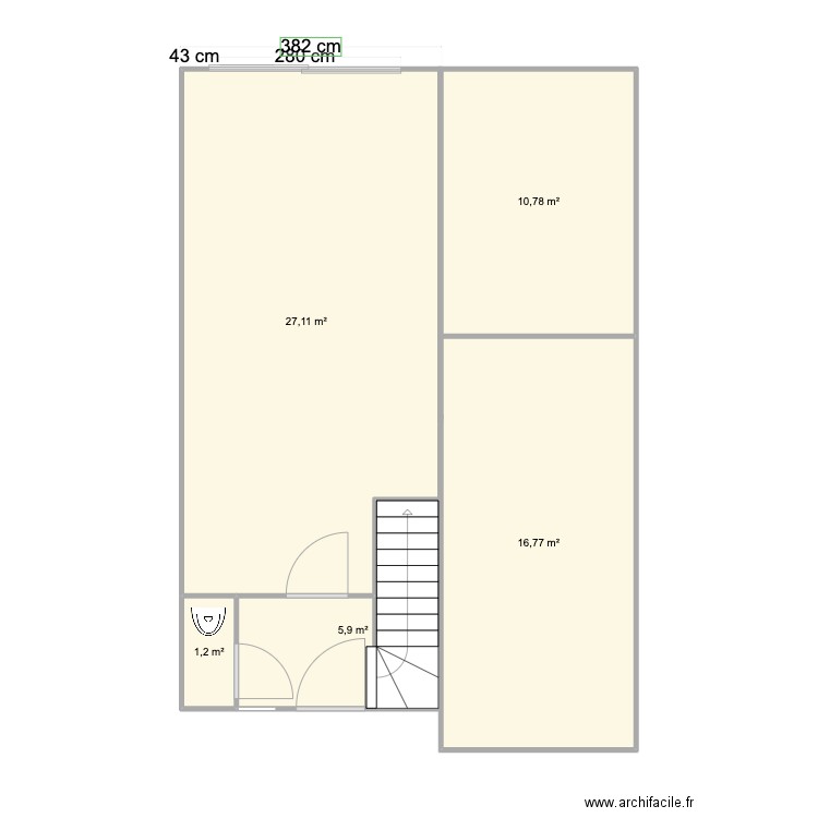 Kooig. Plan de 5 pièces et 62 m2