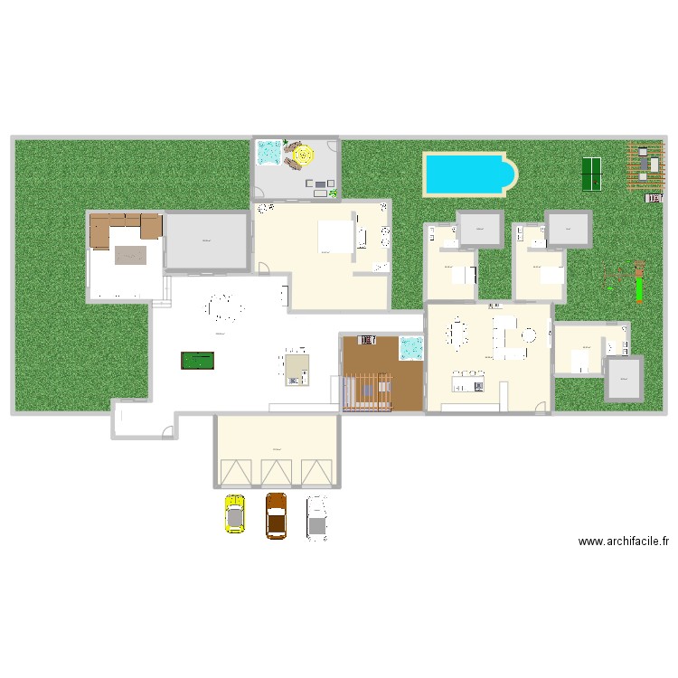 rododindron. Plan de 13 pièces et 610 m2