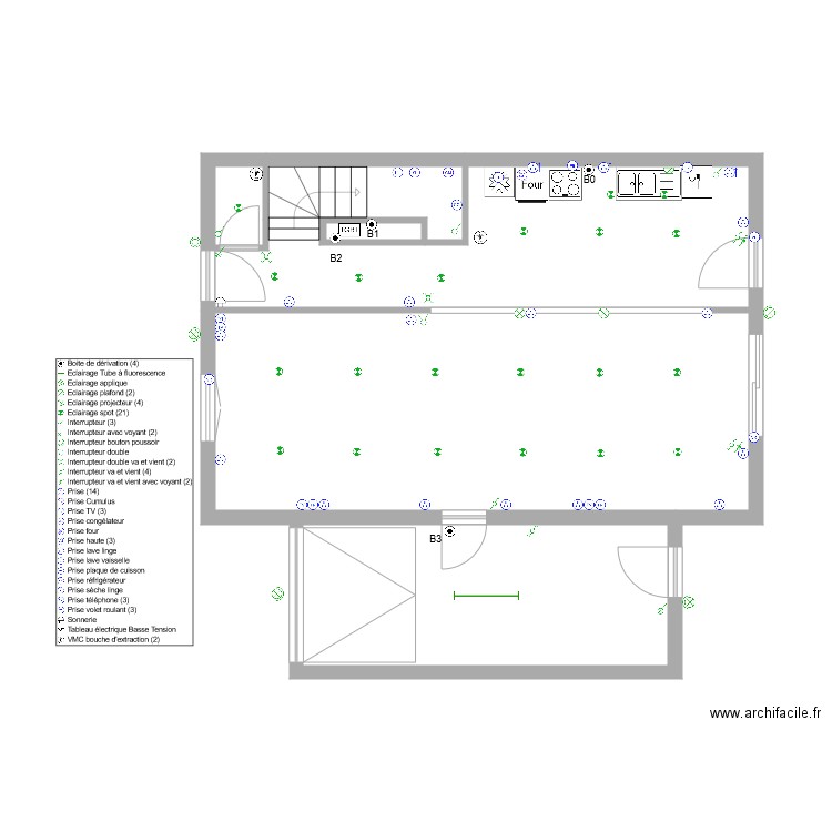 thibaut RdC elec. Plan de 6 pièces et 73 m2