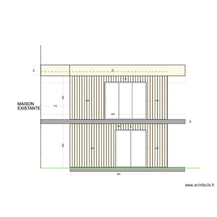 Facade SUD Caladou. Plan de 0 pièce et 0 m2