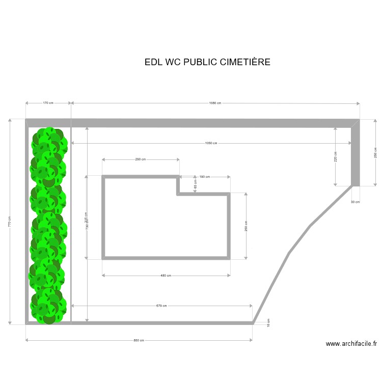 EDC WC PUBLIC CIMETIERE. Plan de 2 pièces et 24 m2