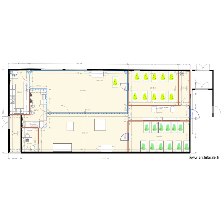 creche 21 avec 21 enfants bureau intérieur et passage. Plan de 0 pièce et 0 m2