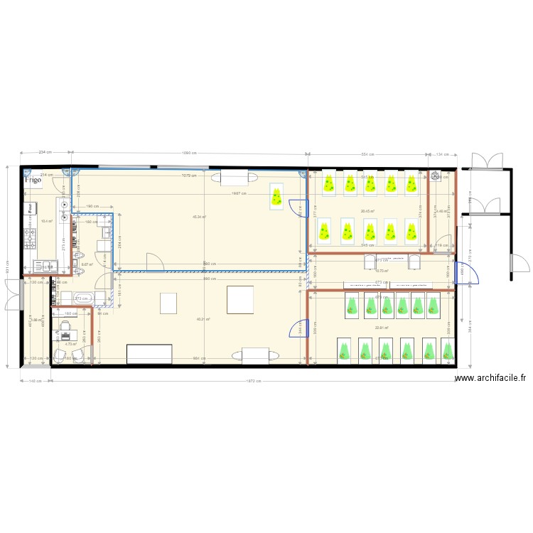 creche 21 avec 21 enfants bureau intérieur et passage. Plan de 0 pièce et 0 m2