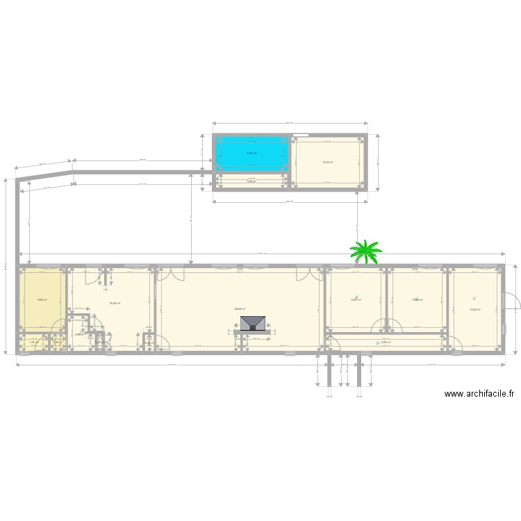 Plan actuel Avant travaux. Plan de 15 pièces et 152 m2