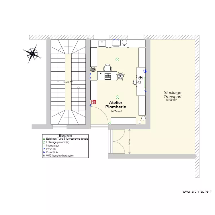 Atelier Plomberie. Plan de 