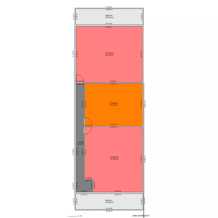 R 1 appartements. Plan de 