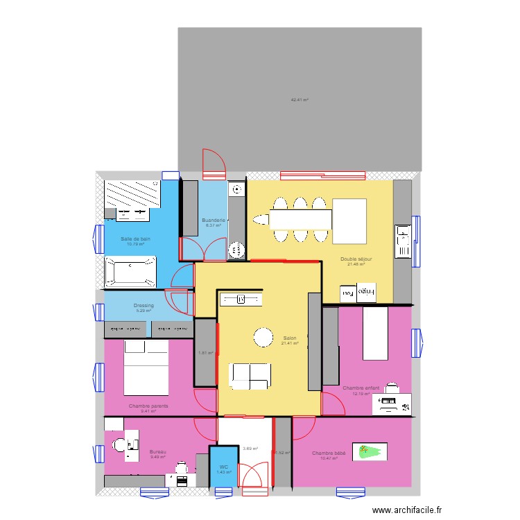 Maison carrée. Plan de 0 pièce et 0 m2
