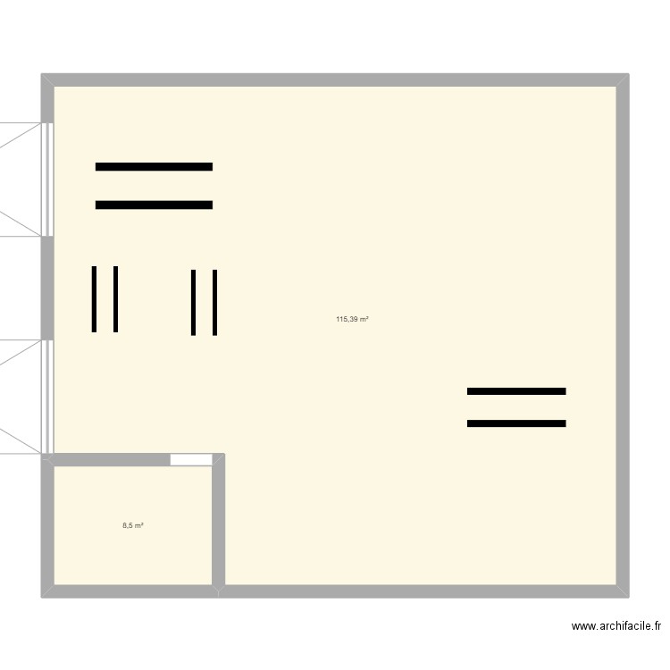 garage. Plan de 2 pièces et 124 m2