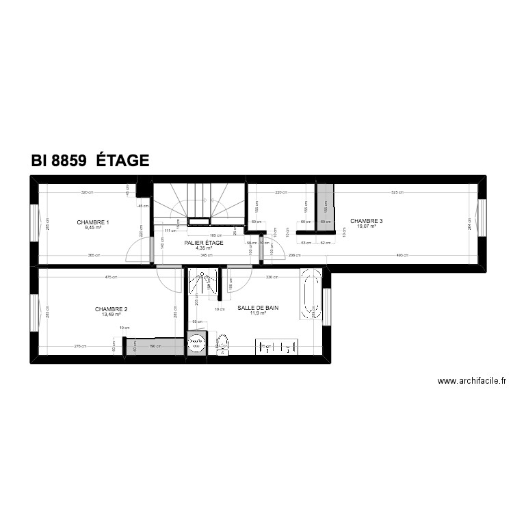 BI 8859. Plan de 20 pièces et 242 m2