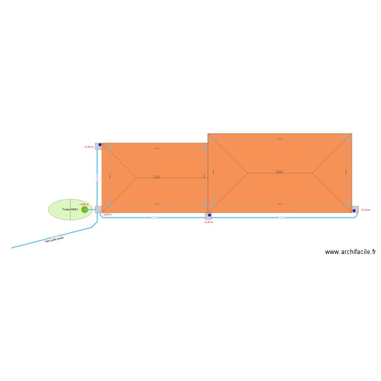 Plan évacuations eaux pluviales. Plan de 0 pièce et 0 m2