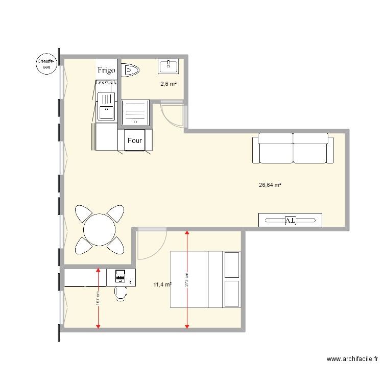 JULES MOULET GA CORPORATE. Plan de 3 pièces et 41 m2