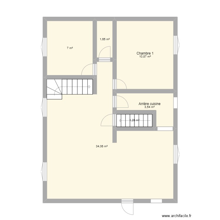 Maison RDC Prévision travaux. Plan de 6 pièces et 58 m2