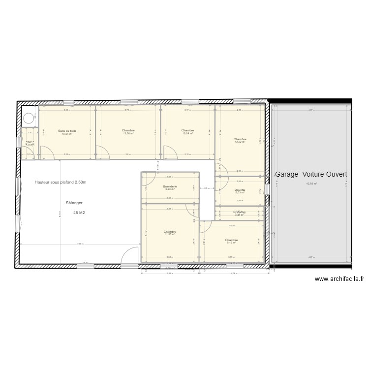 Hangar Bois bis. Plan de 15 pièces et 124 m2