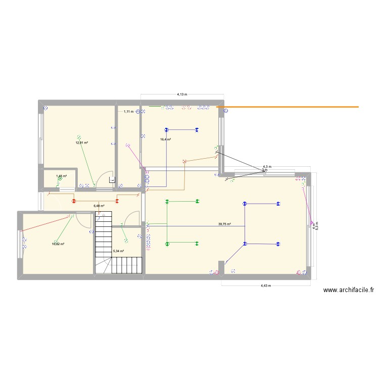 Florent RDC. Plan de 7 pièces et 93 m2