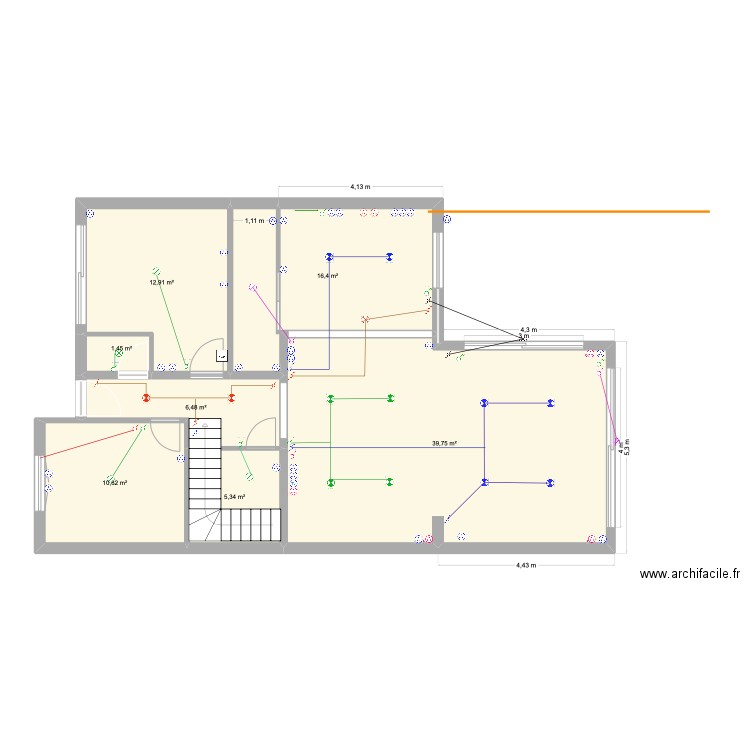 Florent RDC. Plan de 4 pièces et 30 m2