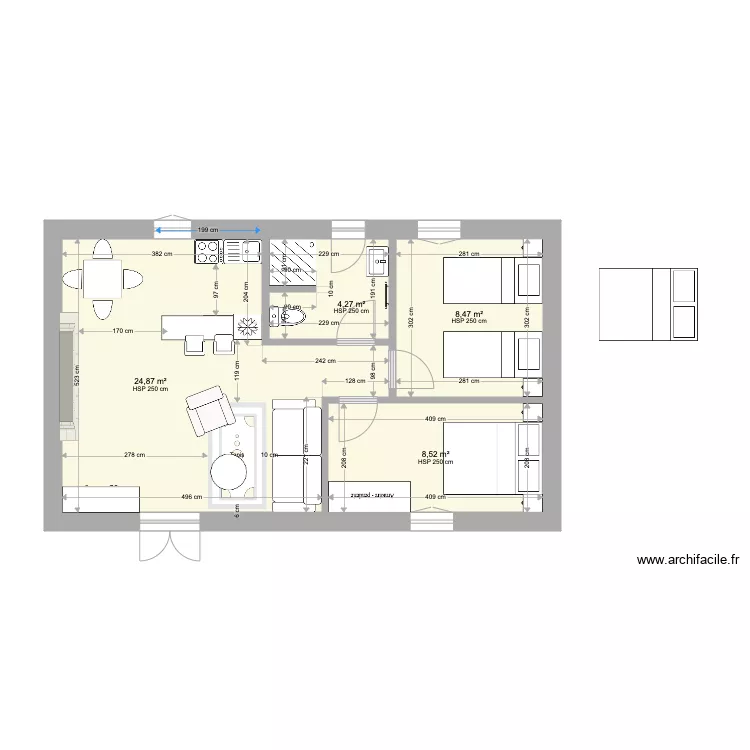 Maison 2 made. Plan de 