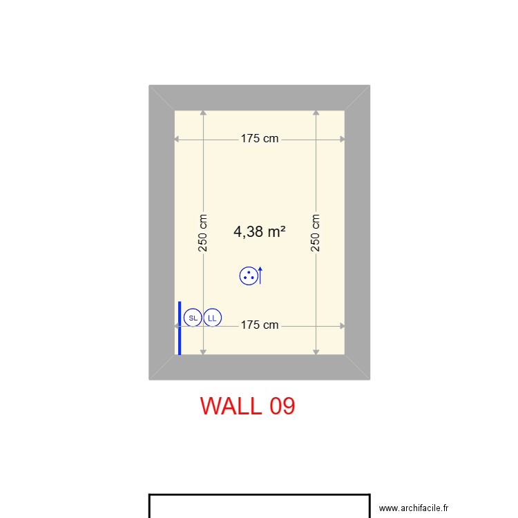 Wall 09. Plan de 1 pièce et 4 m2