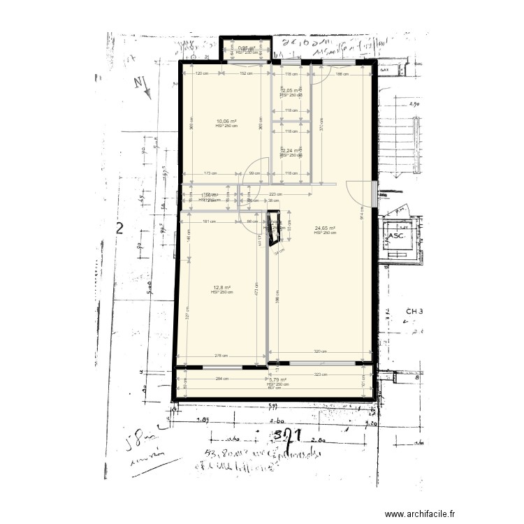 Tortière. Plan de 9 pièces et 60 m2