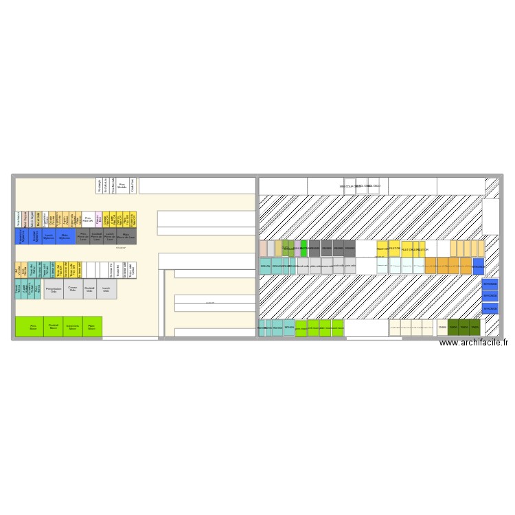 entrepot. Plan de 2 pièces et 210 m2