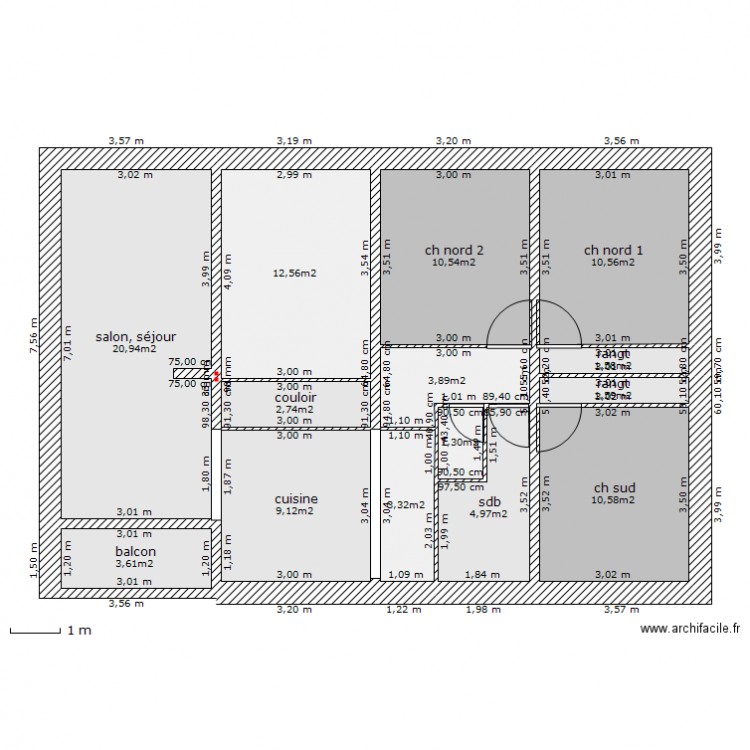 carlines. Plan de 0 pièce et 0 m2