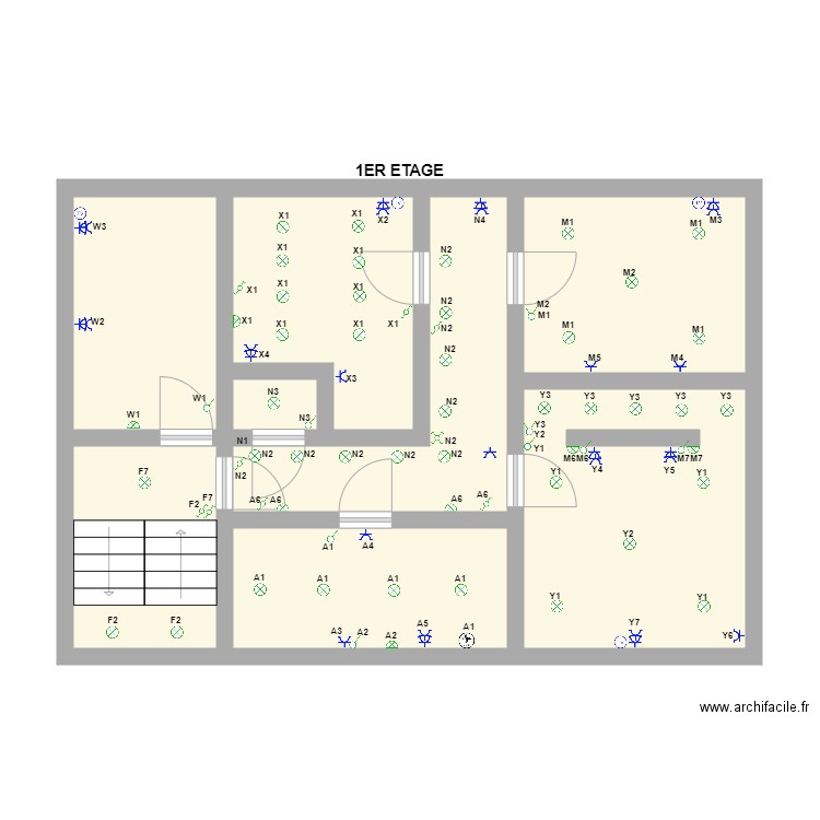 STEPHANIE 1ER. Plan de 8 pièces et 62 m2