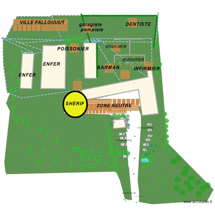 cadastre . Plan de 5 pièces et 1310 m2
