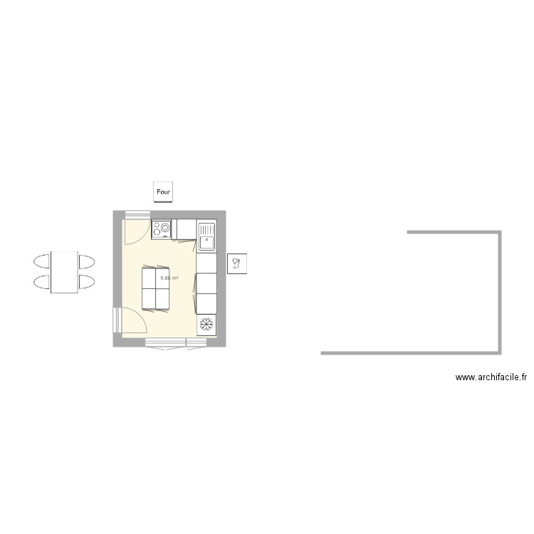 cuisine 1 avec ilot. Plan de 0 pièce et 0 m2