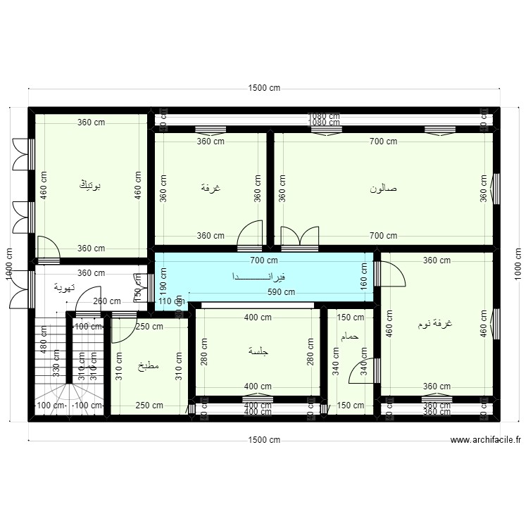 Plan de terrain 10mx15m Client 46 26 40 00. Plan de 13 pièces et 126 m2