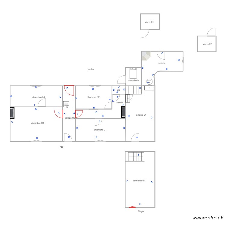 bigaud maison PB. Plan de 11 pièces et 96 m2