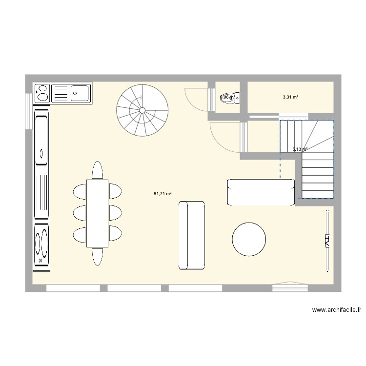 Saxe 1. Plan de 4 pièces et 71 m2