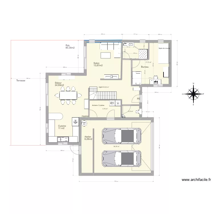 Plan sdb rdc V2. Plan de 