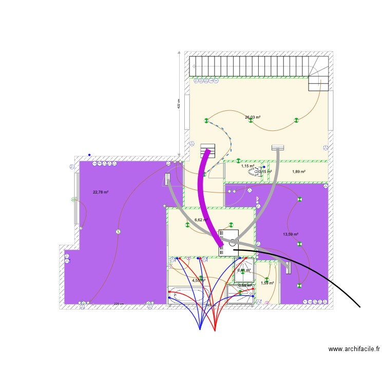 durand R1. Plan de 11 pièces et 80 m2