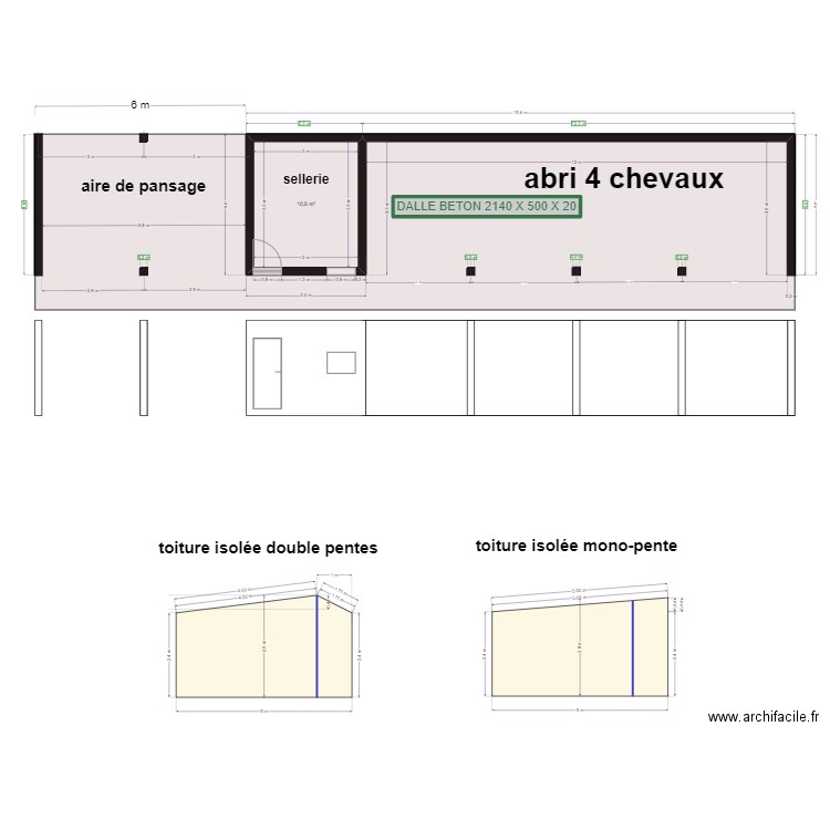 DALLE ET ABRI MUR 4M. Plan de 1 pièce et 11 m2