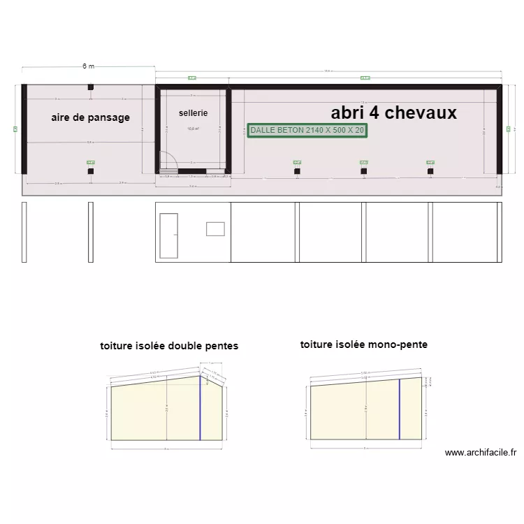 DALLE ET ABRI MUR 4M. Plan de 