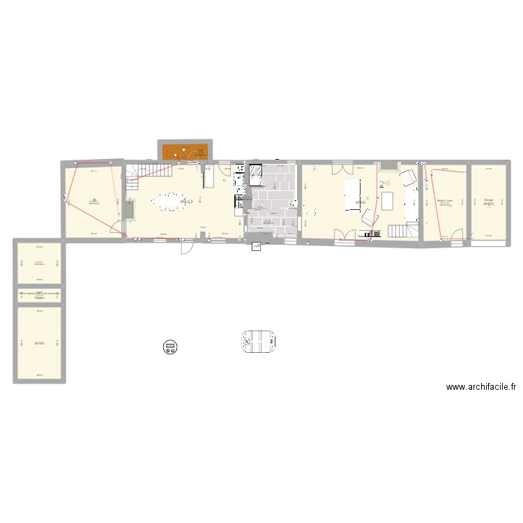SDB calepinage v5. Plan de 16 pièces et 258 m2