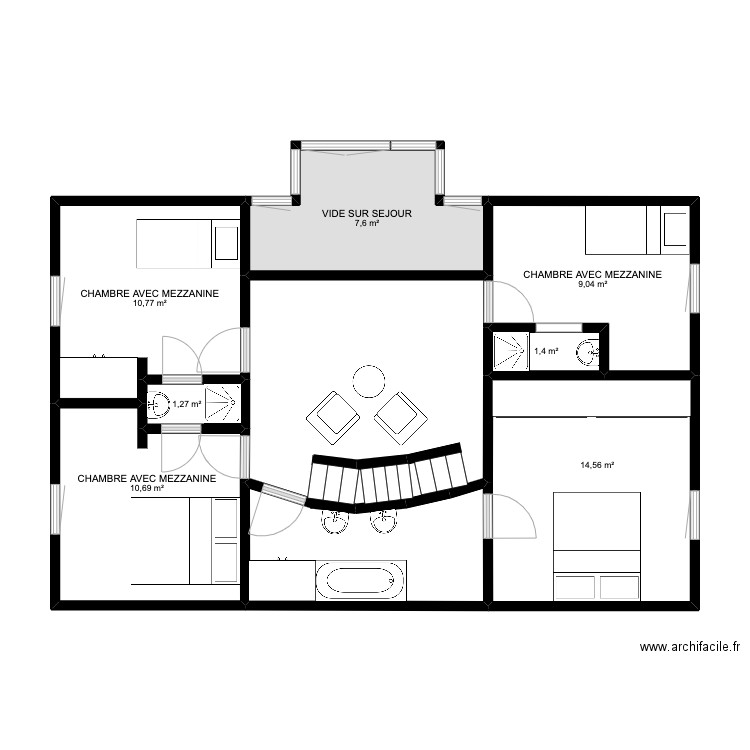 poirier 7 1ER. Plan de 8 pièces et 80 m2