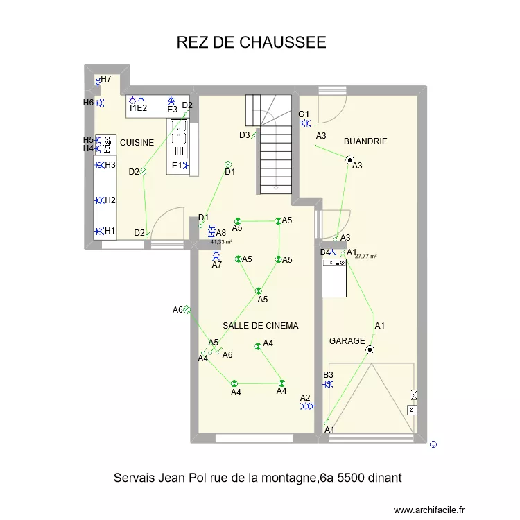 REZ DE CHAUSSEE JP. Plan de REZ DE CHAUSSEE JP. Plan de