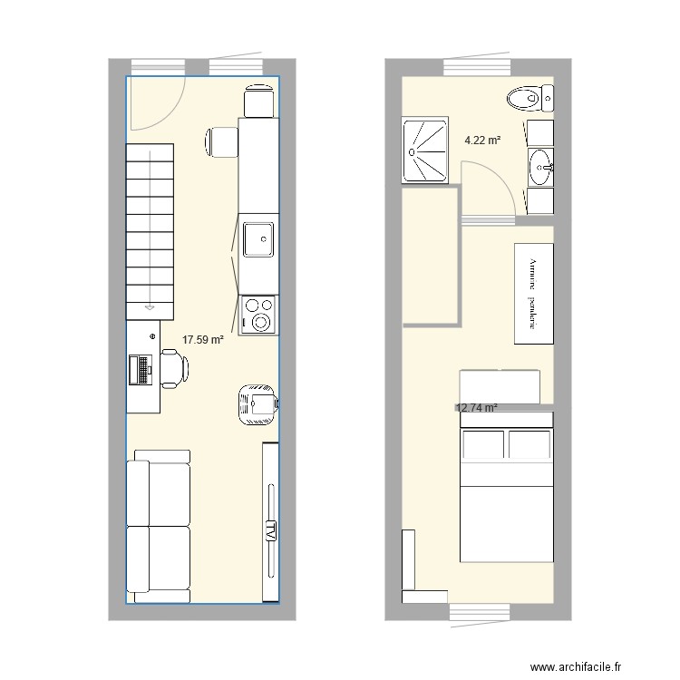 Studio. Plan de 0 pièce et 0 m2