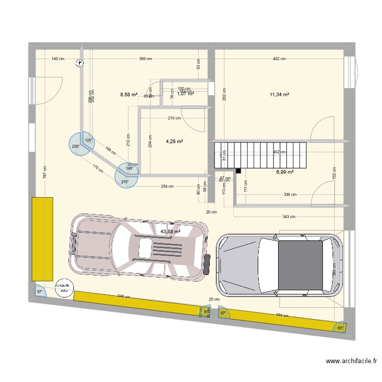 SOUSOL. Plan de 6 pièces et 78 m2