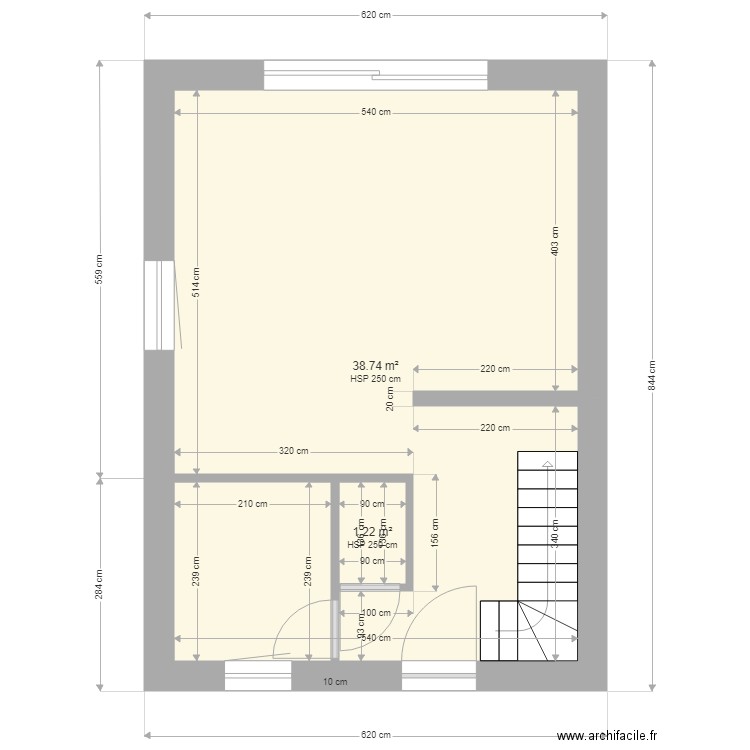 APIL 1. Plan de 2 pièces et 40 m2