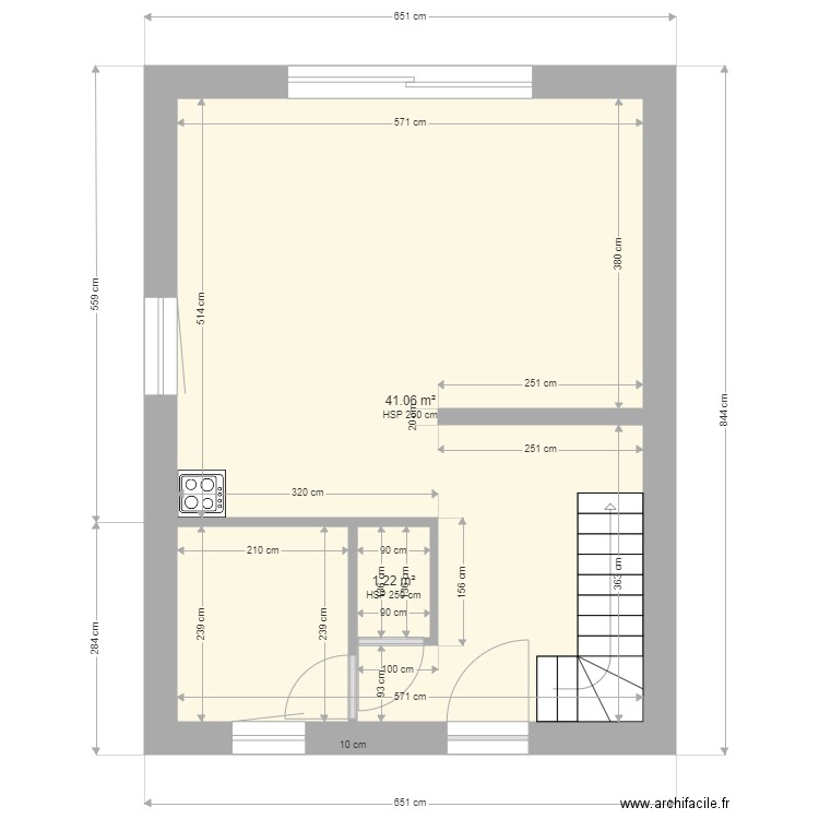 APIL 1. Plan de 2 pièces et 40 m2