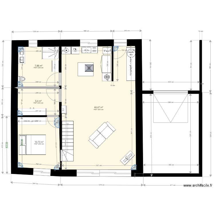 plan maison 3. Plan de 4 pièces et 69 m2