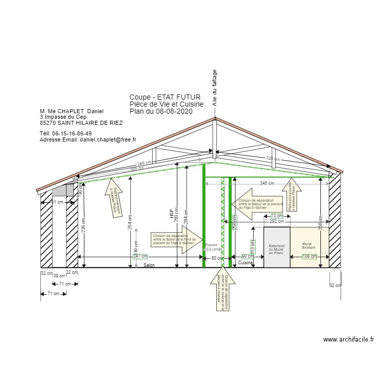 Vue en Coupe nouvelle cuisine. Plan de 0 pièce et 0 m2